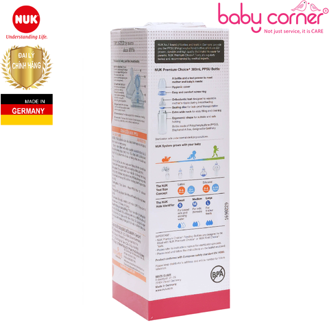  Bình Sữa NUK PREMIUM CHOICE Nhựa PPSU (Núm Ti S2), 300ml, Bé 6 - 18 Tháng Tuổi 