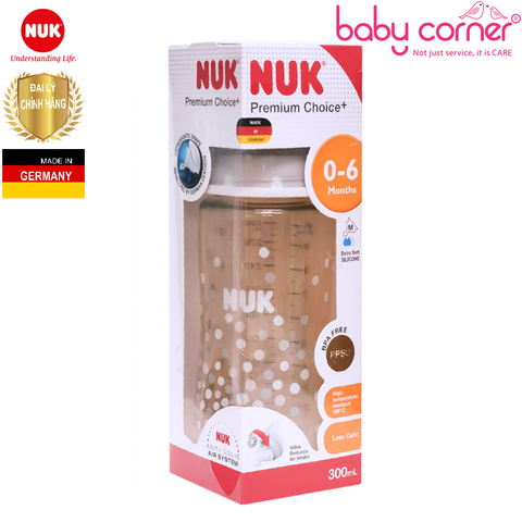  Bình Sữa NUK PREMIUM CHOICE Nhựa PPSU (Núm Ti S2), 300ml, Bé 6 - 18 Tháng Tuổi 