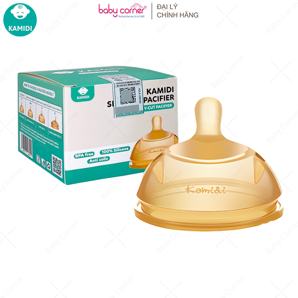  Núm Ti Bình Sữa KAMIDI Chữ Y Màu Nâu, Hộp 1 Cái 