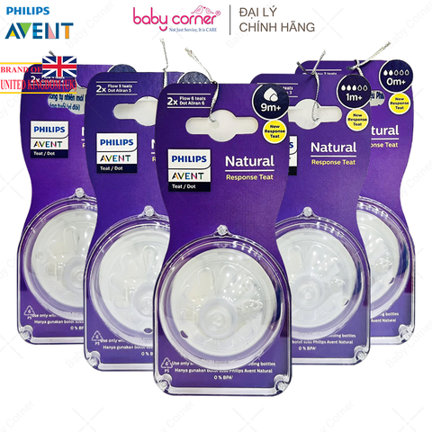  Set 2 Núm Ti Mô Phỏng Tự Nhiên Philips Avent (Mẫu Mới), Nhiều Size 