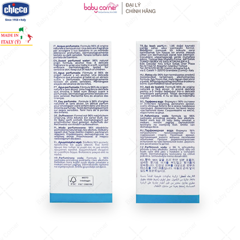  Nước Hoa Hương Tự Nhiên Chicco Baby Moments Sweet Perfumed Water, Bé Từ 0 Tháng, 100ml 