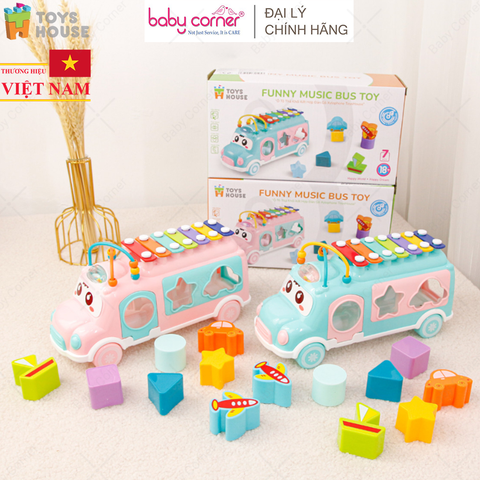  Ô Tô Thả Khối Kết Hợp Đàn Gõ Xylophone Toys House HE8036 