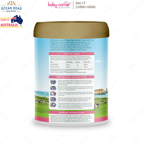  Sữa Bột Ocean Road Dairies Premium Organic A2 Số 2, Cho Bé Từ 6-12 Tháng, 900G 