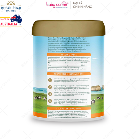  Sữa Bột Ocean Road Dairies Premium Organic A2 Số 3, Cho Bé Từ 1 Tuổi, 900G 