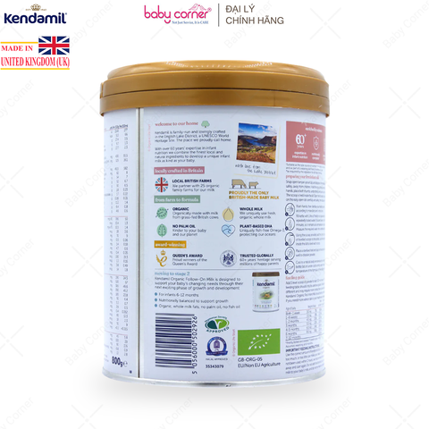  Sữa Bột KENDAMIL Organic Số 1, Bé Từ 0-6 Tháng, 800G 