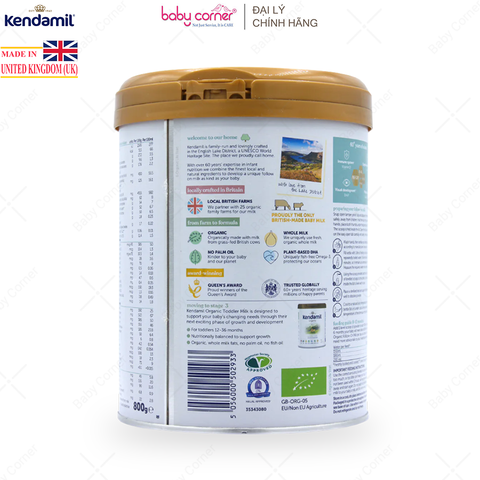  Sữa Bột KENDAMIL Organic Số 1, Bé Từ 0-6 Tháng, 800G 