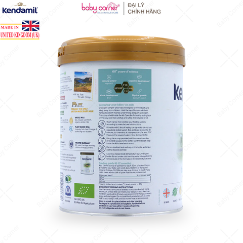  Sữa Bột KENDAMIL Organic Số 2, Bé Từ 6-12 Tháng, 800G 
