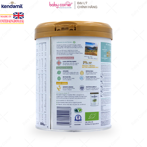  Sữa Bột KENDAMIL Organic Số 2, Bé Từ 6-12 Tháng, 800G 