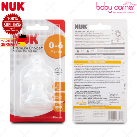  Bộ 2 Núm Ti NUK PREMIUM CHOICE Silicone S1 - L (Bé 0 - 6 tháng) 