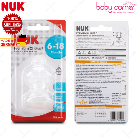  Bộ 2 Núm Ti NUK PREMIUM CHOICE Silicone S2 - L (Bé 6 - 18 tháng) 