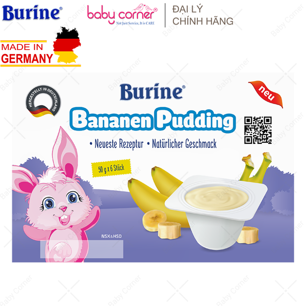  Pudding BURINE Vị Chuối (Lốc 6 Hộp), Cho Bé Từ 6 Tháng Tuổi 