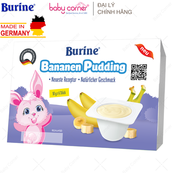  Pudding BURINE Vị Chuối (Lốc 6 Hộp), Cho Bé Từ 6 Tháng Tuổi 