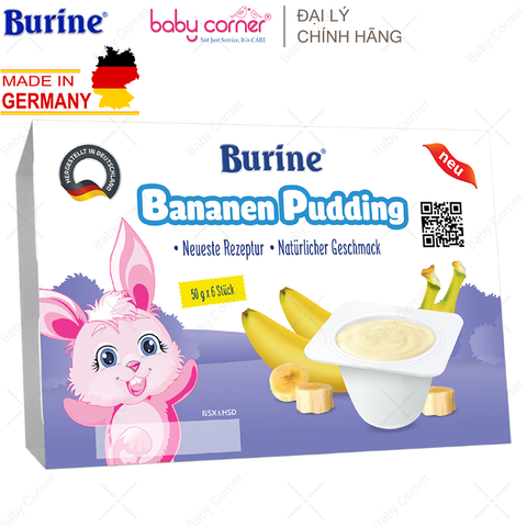  Pudding BURINE Vị Chuối (Lốc 6 Hộp), Cho Bé Từ 6 Tháng Tuổi 