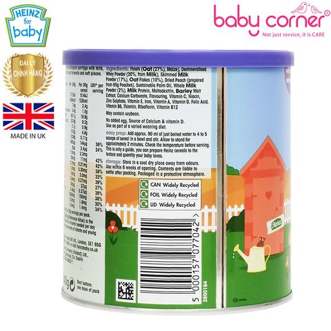  Bột Ăn Dặm (Cháo) HEINZ vị Đào Tây, 240g, Từ 7 tháng Tuổi 