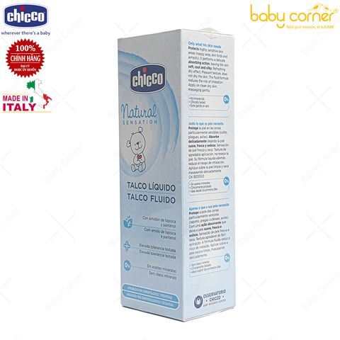  Phấn Rôm Nước CHICCO Natural Sensation, Từ 0 Tháng, 100ml 