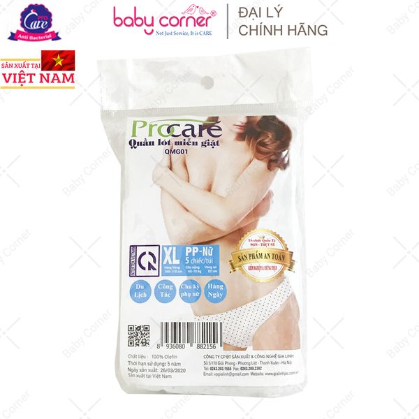  Quần Lót Miễn Giặt PP Nữ Procare (Gói 5 Cái) 