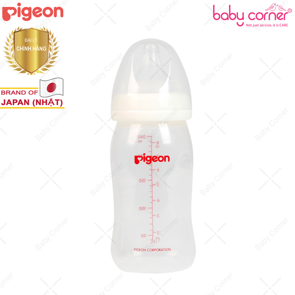  Bình Sữa Pigeon PP Plus Cổ Rộng, 240ml 