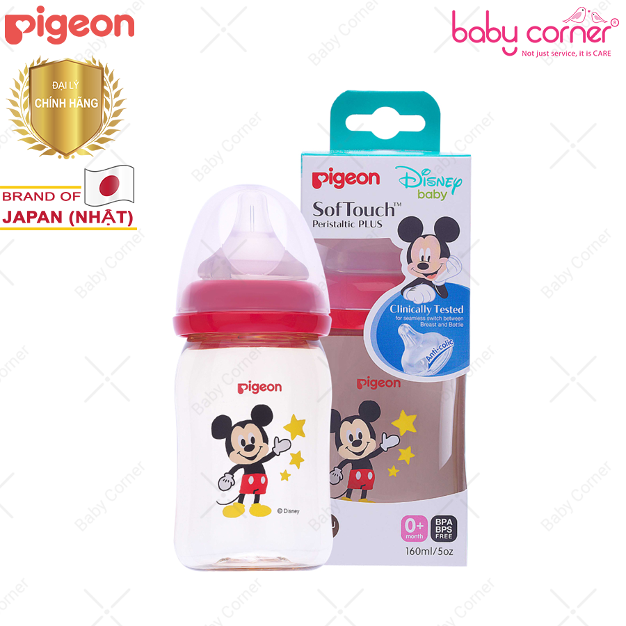 Bình Sữa Pigeon PPSU Plus Disney Cổ Rộng, 160ml 