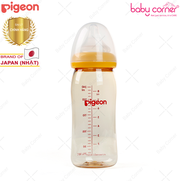  Bình Sữa Pigeon PPSU Plus Cổ Rộng, 240ml 