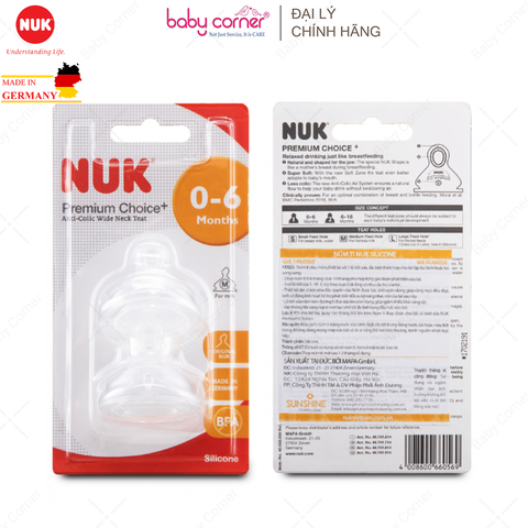  Bộ 2 Núm Ti NUK PREMIUM CHOICE Silicone S1 - M (Bé 0 - 6 tháng) 