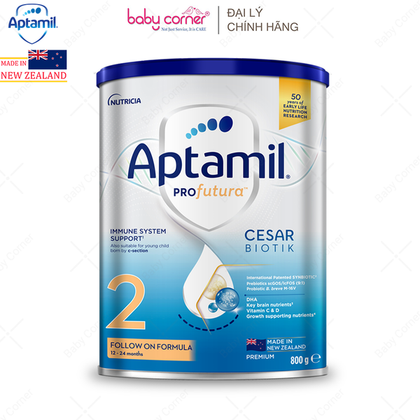  Sữa Bột Aptamil New Zealand Profutura Cesarbiotik Follow On Formula Số 2, 800g, bé 12-24 Tháng 
