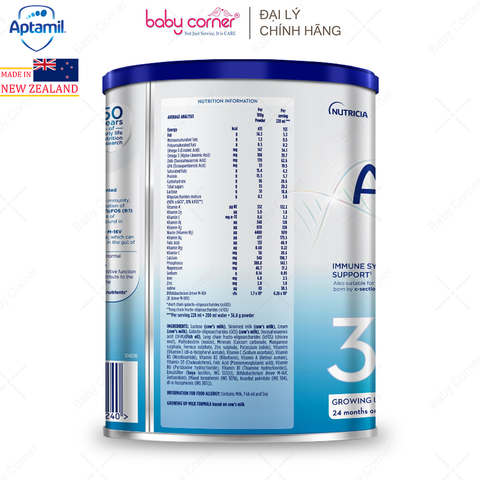  Sữa Bột Aptamil New Zealand Profutura Cesarbiotik Growing Up Milk Formula Số 3, 800g, bé trên 2 tuổi 