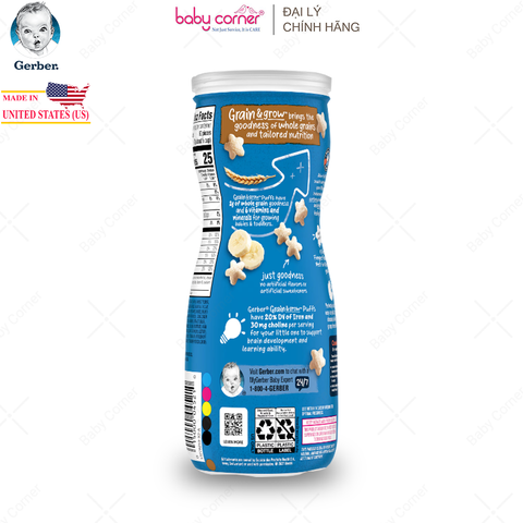  Bánh Ăn Dặm GERBER PUFFS (Ngôi Sao) Vị Chuối, Cho Bé Từ 8M, 42G/Hộp 
