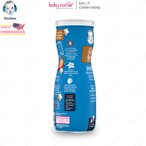  Bánh Ăn Dặm GERBER PUFFS (Ngôi Sao) Vị Dâu Táo, Cho Bé Từ 8M, 42G/Hộp 