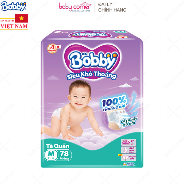  Tã Quần BOBBY SKT Size M (78 Miếng), Cho Bé Từ 6-11kg 