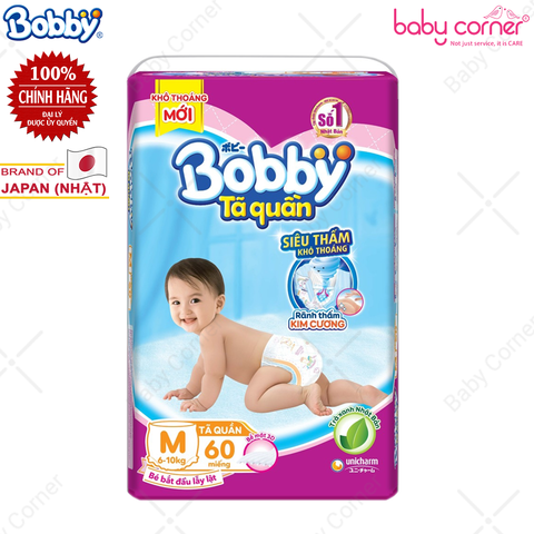  Tã QUẦN Bobby Siêu Thấm M60 - 60 miếng (6-10kg) 