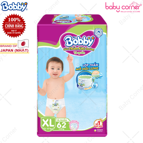  Tã QUẦN Bobby Siêu Thấm XL62 - 62 miếng (12-17kg) 