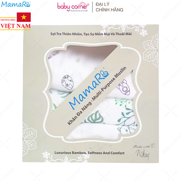  Hộp 3 Khăn Đa Năng Mamaru 120x120cm (Hoạ Tiết Ngẫu Nhiên) 
