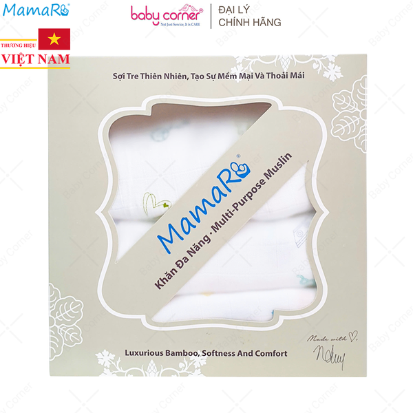  Hộp 3 Khăn Đa Năng Mamaru 120x120cm (Hoạ Tiết Ngẫu Nhiên) 