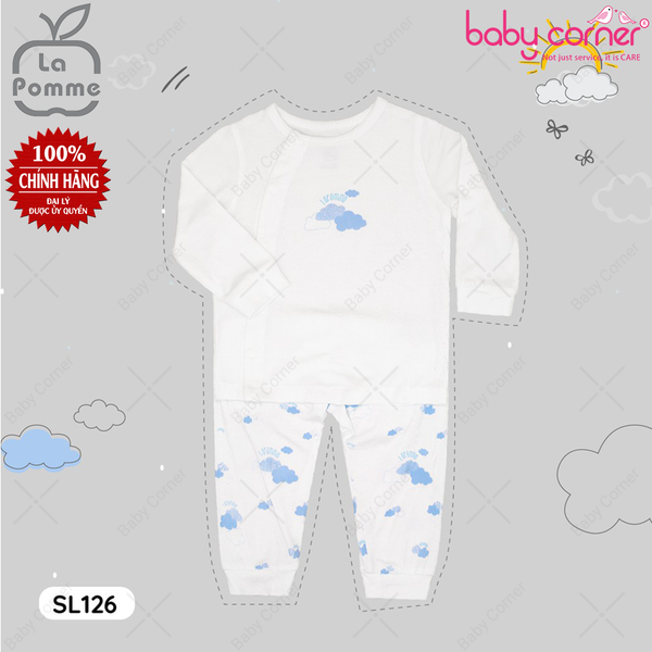  SL126 Bộ Dài Tay La Pomme Cúc Lệch Đám Mây - Trắng 