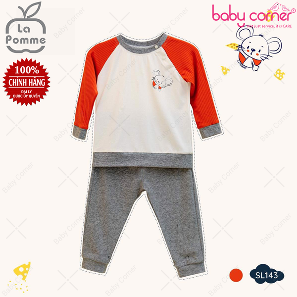  SL143 Bộ Dài Tay La Pomme Chú Chuột Tinh Nghịch - Trắng Đỏ Đô 