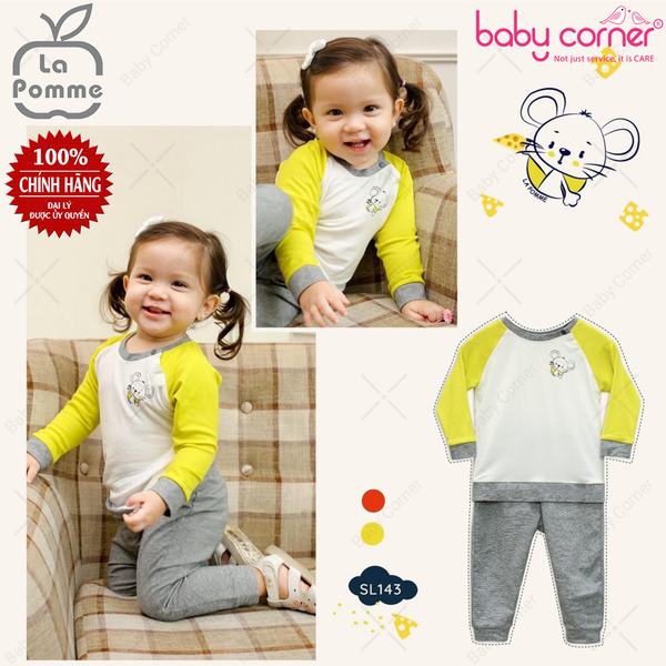  SL143 Bộ Dài Tay La Pomme Chú Chuột Tinh Nghịch - Trắng Cốm 