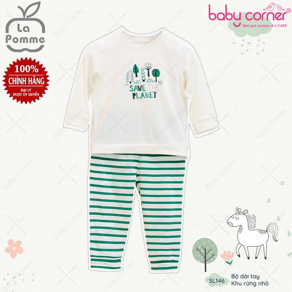  SL146 Bộ Dài Tay La Pomme Khu Rừng Nhỏ - Sọc Green 