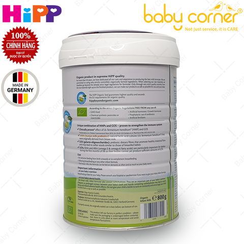  Sữa Bột HiPP Organic Combiotic Số 1, Bé Từ 0 - 6 tháng, 800g 