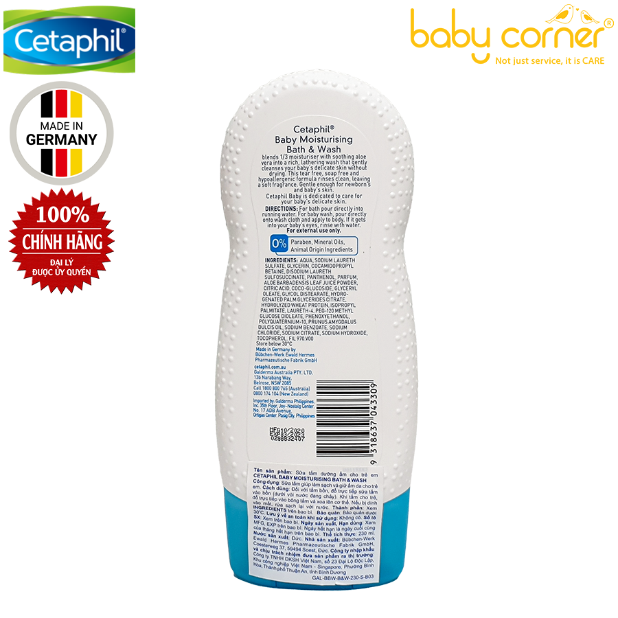 Cetaphil baby moist bath & wash 230ml clearance