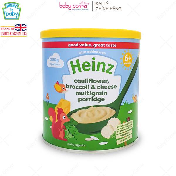  Bột Ăn Dặm (Cháo) HEINZ Ngũ Cốc, Súp Lơ, Bông Cải và Phô Mai 200g, Cho Bé Từ 6 Tháng Tuổi 