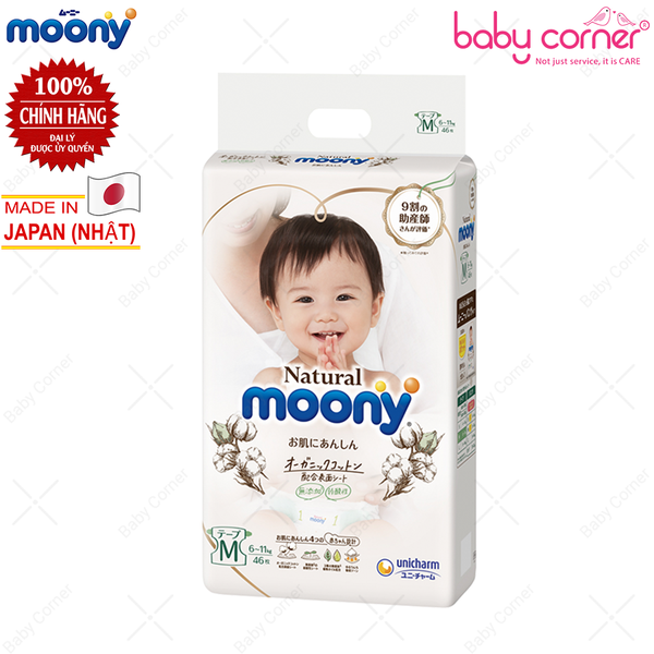  Tã Dán Moony Natural Size M (46 Miếng) Cho Bé  6~11kg 