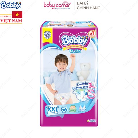  Tã DÁN Bobby siêu thấm XXL56 - 56 miếng (>16kg) 