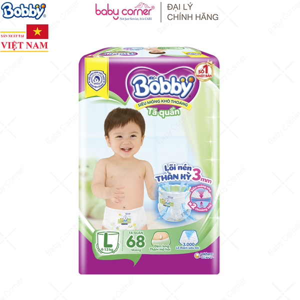  Tã QUẦN Bobby Siêu Thấm L68 - 68 miếng (9-14kg) 