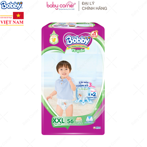  Tã QUẦN Bobby siêu thấm XXL56-56 miếng (>16kg) 