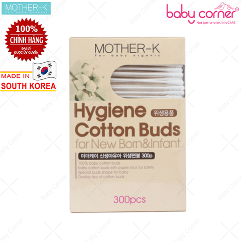  Tăm bông sơ sinh 1 đầu xoắn Mother-K Hàn Quốc (Hộp 300 cái) 