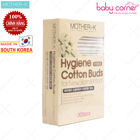  Tăm bông sơ sinh 1 đầu xoắn Mother-K Hàn Quốc (Hộp 300 cái) 