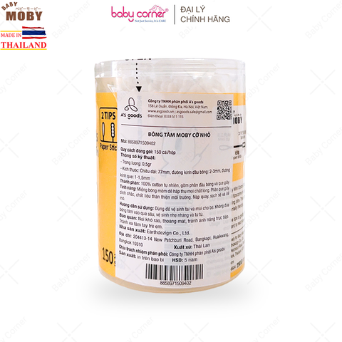  Bông tăm Moby đầu nhỏ (Hộp 150 cái) 