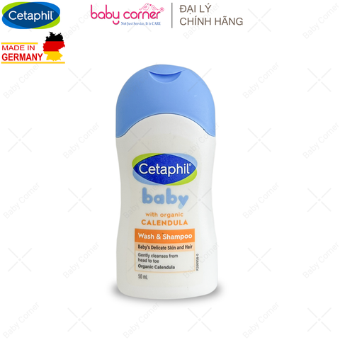  Sữa Tắm Gội Dịu Nhẹ Cho Bé Cetaphil Baby Wash & Shampoo With Organic Calendula, 50ml/ 230ml / 400ml 