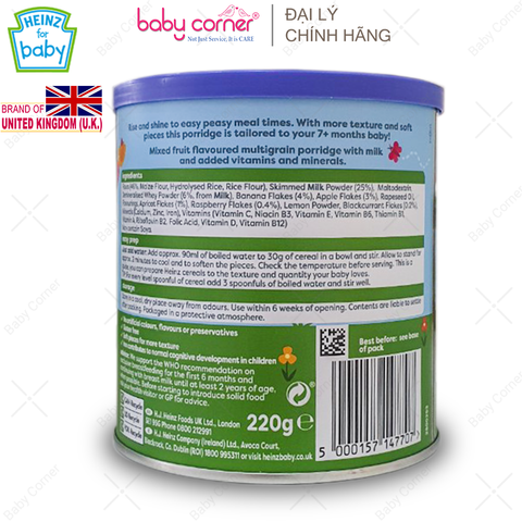  Bột Ăn Dặm (Cháo) HEINZ Trái Cây Mùa Hè 220g, Cho Bé Từ 7 Tháng Tuổi 