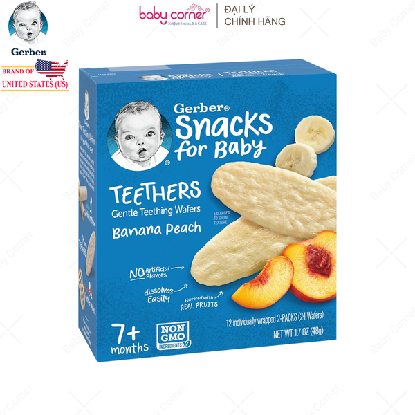  Bánh Gạo GERBER Vị Chuối, Đào, Cho Bé Từ 7M 